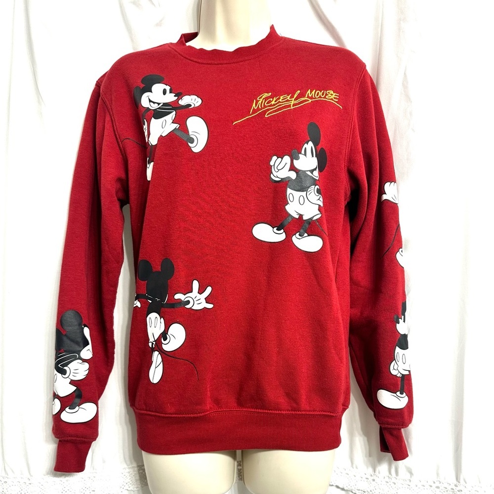 Disney Classic Crewneck Pullover Cotton Sweatshirt with Mickey Mouse Graphics XS